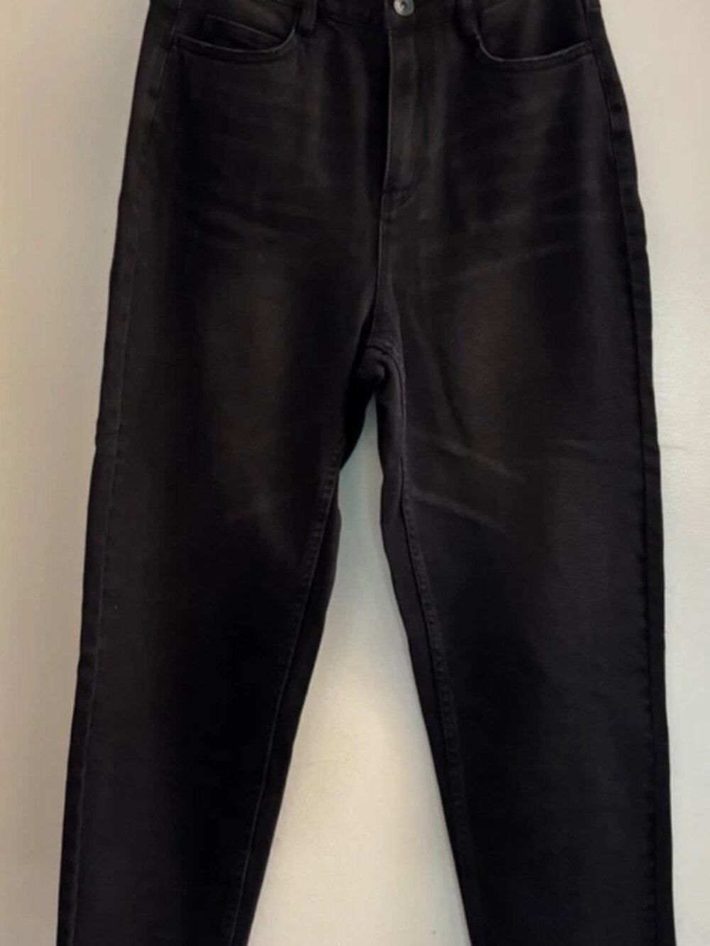 JNBY WOMEN COTTON BLACK JEANS WIDE LEG DISTRESSED SIZE M